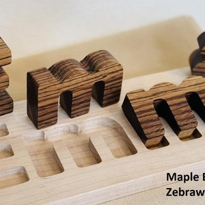 Rompecabezas de madera personalizado con nombre / Colección de actividades sensoriales y educación en el hogar divertidas y funcionales de WoodChic.