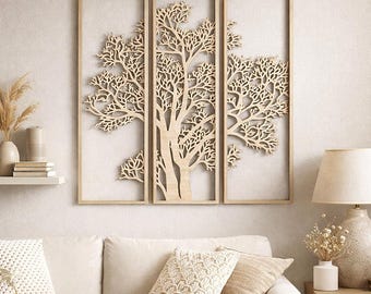 Wall Tree Art Decor, 3 Panel Split