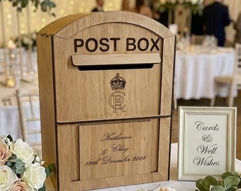 Personalised Rustic Wedding Card Box, Wooden Keepsake Post Box
