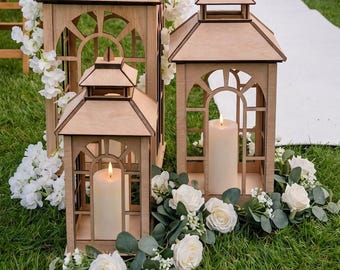 Wedding Lanterns, Floor Decor, Aisle Decor, Wooden Light