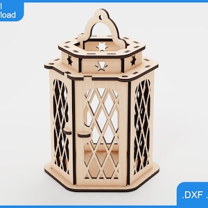 Wooden Lantern Candle Holders .SVG .DXF Templates