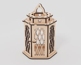 Wooden Lantern Candle Holders .SVG .DXF Templates