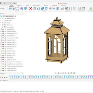 May include: A wooden lantern with a multi-tiered roof and arched window cutouts. The lantern is made of light brown wood and has a decorative design. The image is a 3D rendering of the lantern.