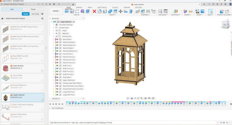 May include: A wooden lantern with a multi-tiered roof and arched window cutouts. The lantern is made of light brown wood and has a decorative design. The image is a 3D rendering of the lantern.