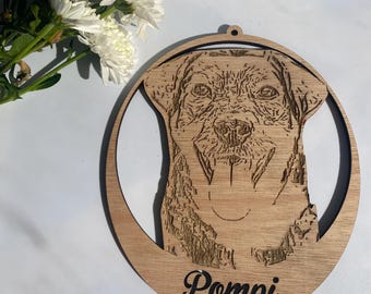 Engraved Wooden Pet Portrait, Custom Pet Memorial, Wall Art