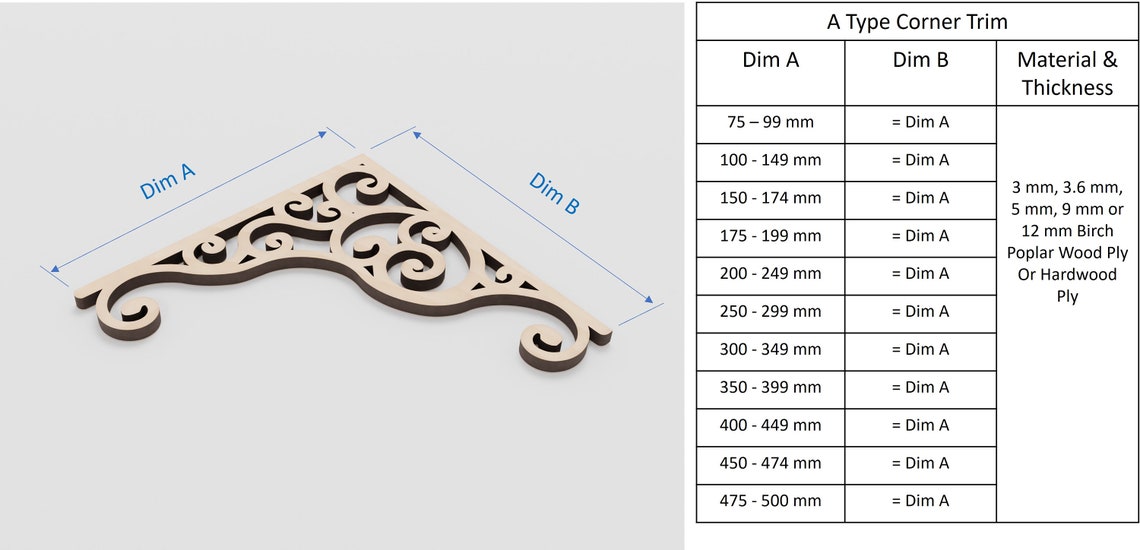 Decorative Corner Trims 5 Styles in Any Custom Size and 5 Etsy