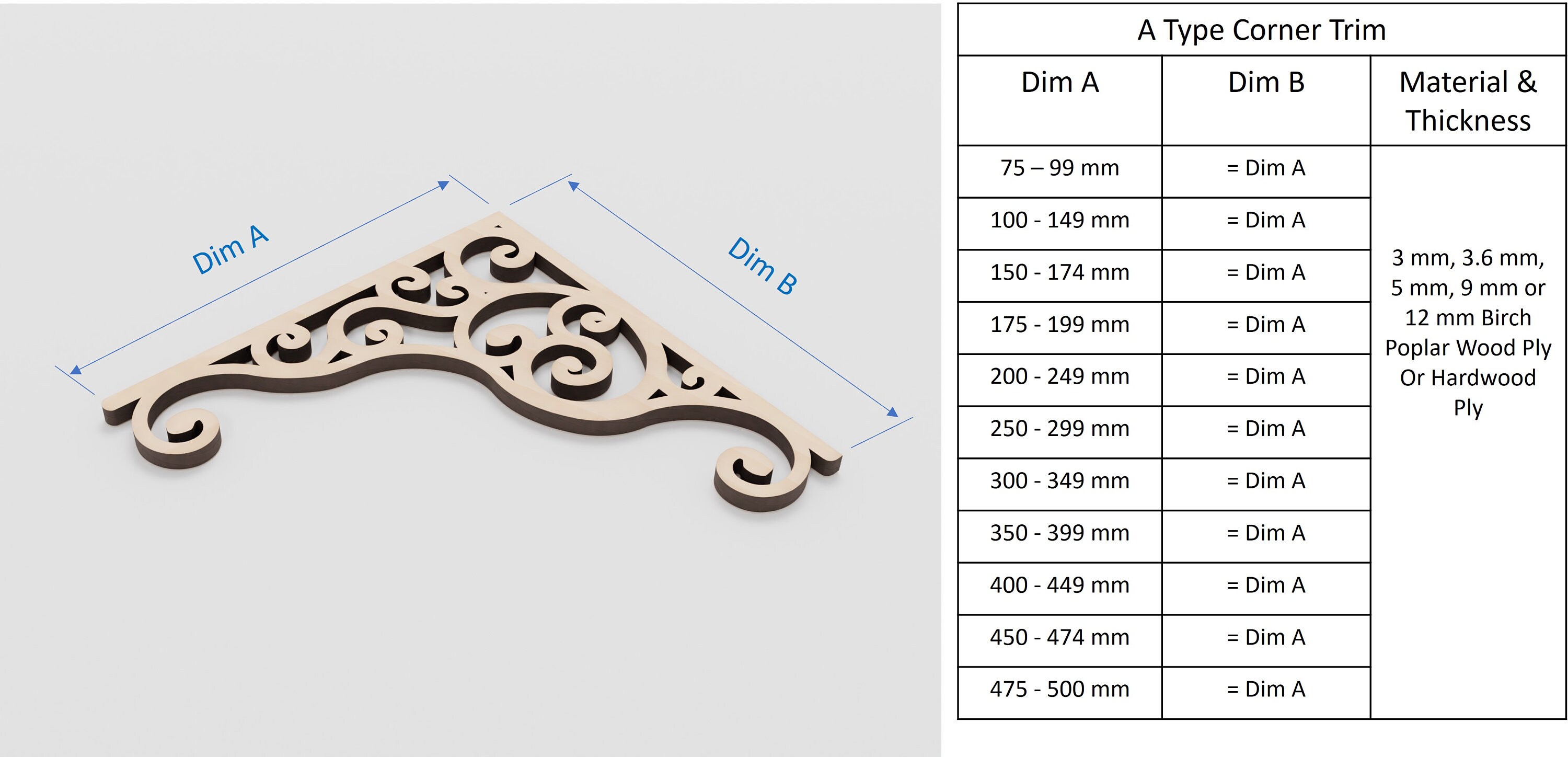 Decorative Corner Trims 5 Styles in Any Custom Size and 5 Etsy