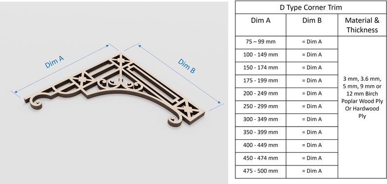 Dekorative Eckstreifen 5 Arten in jeder kundenspezifischen Größe und in 5 Materialstärken, dekorative Intarsien, Schicht, Pappel, Art Décor-Design Bild 9