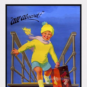 Cunard Line to Canada, All Aboard!, travel poster reprinted on durable cotton canvas, 50 x 70 cm, 20 x 25&quot; approx.