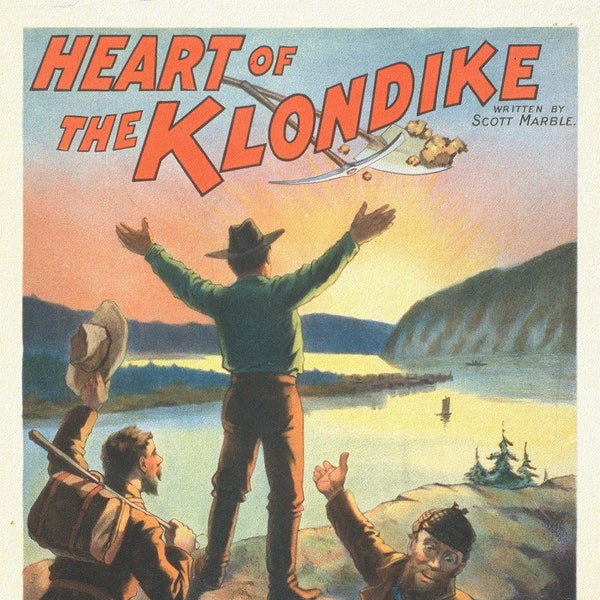 The Heart of the Klondike, The Land of Promise, A Book, vintage print on canvas, 50 x 70 cm, 20 x 25" approx.