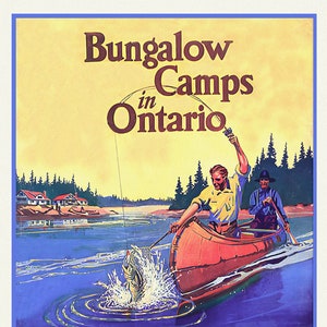 Ontario Bungalow Camps, CPR, affiche de voyage sur toile de coton lourde, 50 x 70 cm, 20 x 25 » env.