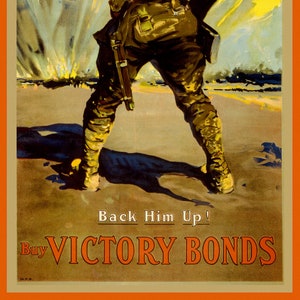 Kup obligacje Victory. Wesprzyj go!, plakat Canada WW I, 1917, na grubym płótnie bawełnianym, ok. 22 x 27 cali.
