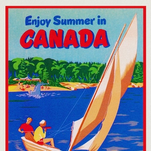 Profitez de l’été au Canada, Chemin de fer national du Canada, affiche de voyage sur toile de coton lourde, 20x25 « environ.