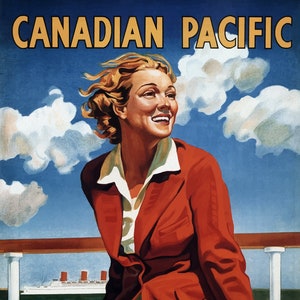 Canadian Pacific Tours and Cruises , travel poster on heavy cotton canvas, 20x25&quot; approx.