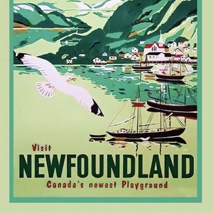 Visitez Terre-Neuve Canada, 1965, impression vintage sur toile, 50 x 70 cm, 20 x 25" approx.