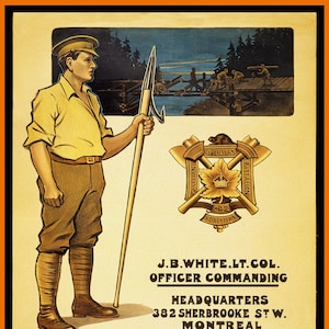 Kanada WW I Poster, Baumänner, Buschmänner, Sägewerk Männer & Fahrer gewollt. Werde Teil des 242. Kanadischen Forstbataillons,1915 20x25"