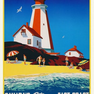 Kanadas malerische Ostküste, Reise kanadischer Pazifik, Vintage Druck auf Leinwand, 50 x 70 cm, 20 x 25" ca.