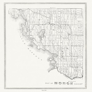 Muskoka-Haliburton, Monck Township, 1893, map on heavy cotton canvas, 20 x 25&quot; approx.