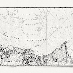 PEI: Nordostküste von Nova Scotia und Northumberland Straße, Des Barres auth., 1755, auf Baumwollleinwand, 50 x 70 cm oder 20x25" ca.