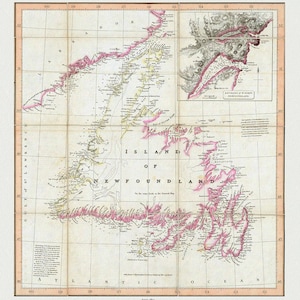 Terra Nova, 1814, autoria Purdie, mapa em tela de algodão durável, 50 x 70 cm, 20 x 25" aprox.