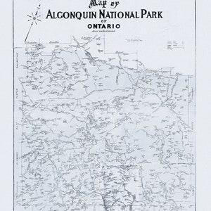Historic Algonquin Park Map, Dr. Bell auth., 1908 Ver. II , map on heavy cotton canvas, 45 x 65 cm, 18 x 24" approx.