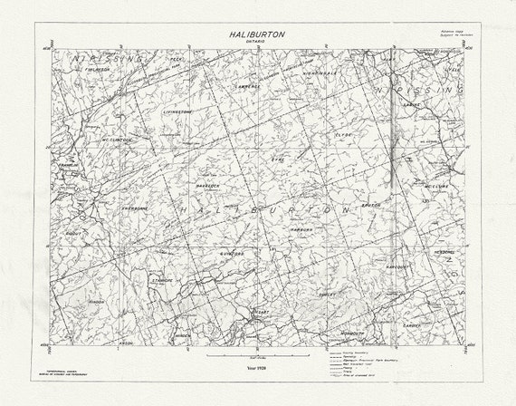 Historic Algonquin Park Map, National Topographic Series, Haliburton County, 1920