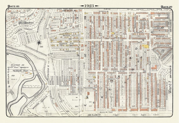 Plate 60, Toronto West, Bloor West Village, 1923, Map on heavy cotton canvas, 18x27in. approx.