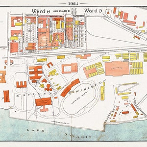 Planche 20, Toronto Downtown Harbour Lands West to Canadian National Exhibition Grounds, 1924, carte sur toile de coton lourde, 20 x 30 » environ.