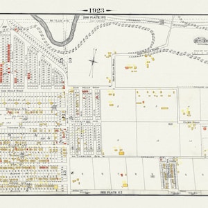 Plate 115, Toronto East York, Donlands & O'Connor Ave., 1923, Karte auf schwerer Baumwollleinwand, 18x27in. Ca.