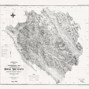 Mapa topográfico de parte de la cordillera principal de las Montañas Rocosas adyacente al Canadian Pacific Railway, 1903, Canvas 20 x 25" aprox.