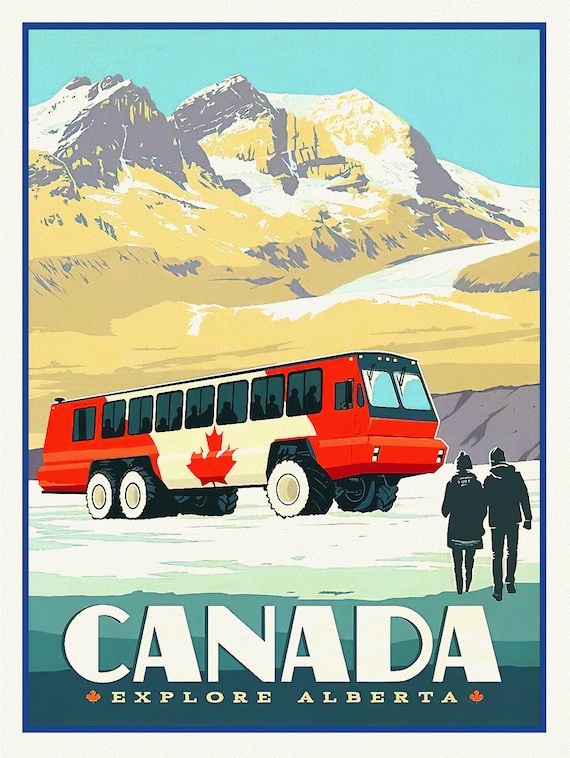 Canada, Explore Alberta!  , travel poster on heavy cotton canvas, 45 x 65 cm, 18 x 24" approx.