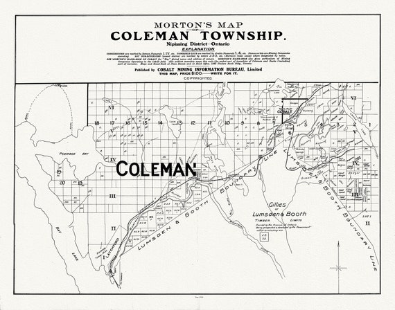 Morton's Map of Coleman Township, Nipissing District, Ontario, 1910