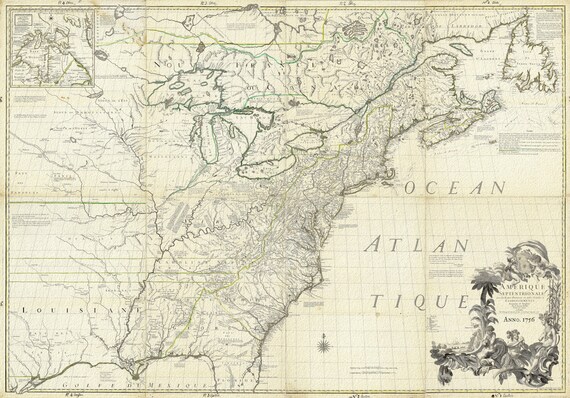 North America, 1756, Carey auth., map on durable cotton canvas, 50 x 70 cm, 20 x 25" approx.