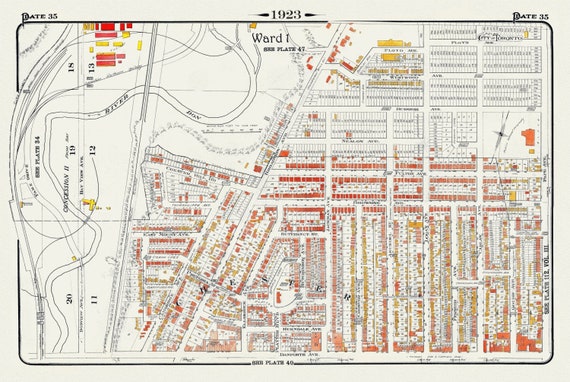 Plate 35, Toronto East York, Chester, 1923, Map on heavy cotton canvas, 18x27in. approx.