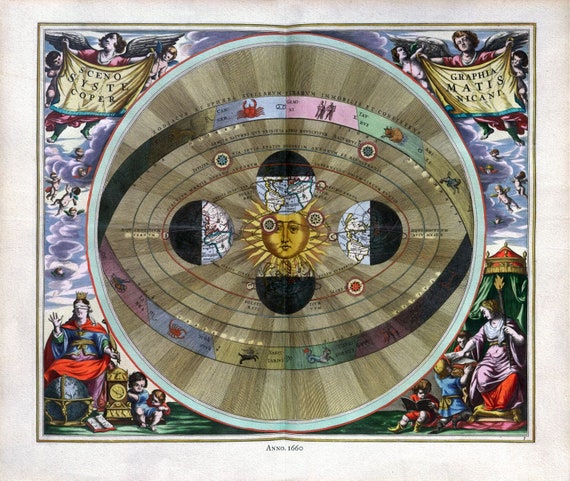 Cellarius, Harmoni Macrocosmica V, 1660,  celestial map on durable cotton canvas, 50 x 70 cm or 20x25" approx.
