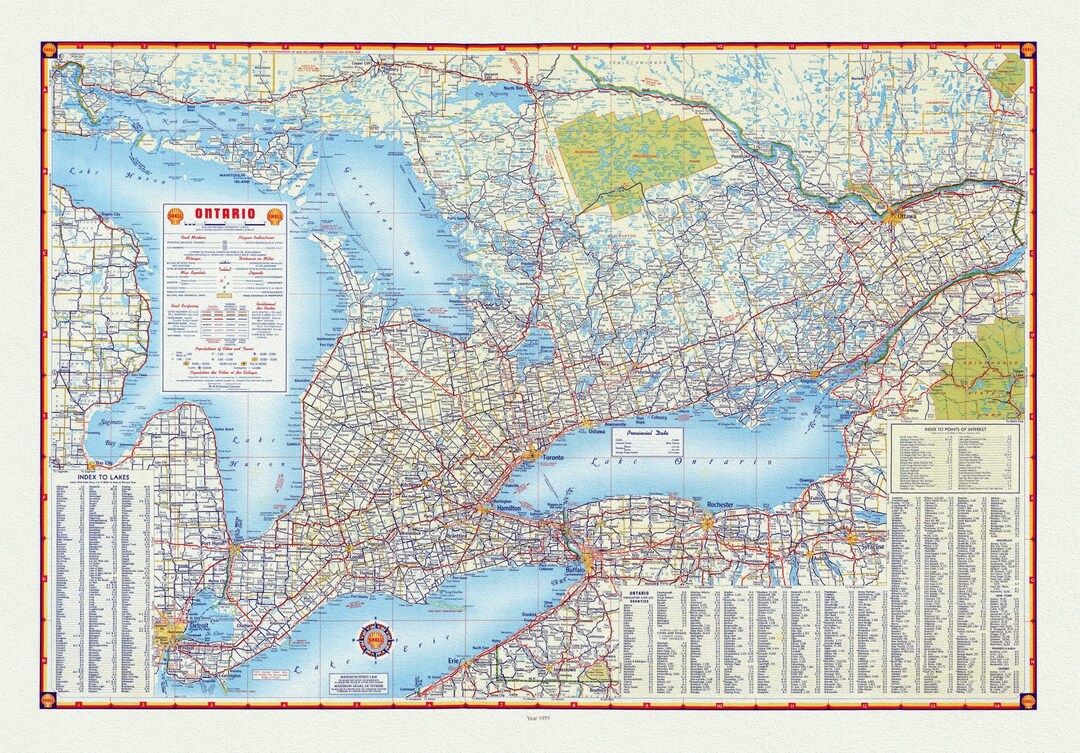 Shell Oil Company of Canada Road Map of Ontario 1955 Map on Etsy