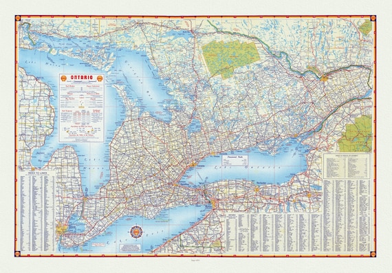 Shell Oil Company of Canada, Road Map of Ontario, 1955, map on heavy cotton canvas, 22x27" approx.