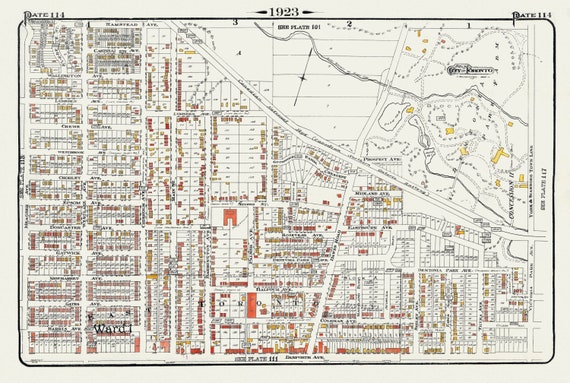 Plate 114, Toronto East, Danforth, Dentonia, Dawes Road, 1923, Map on heavy cotton canvas, 18x27in. approx.
