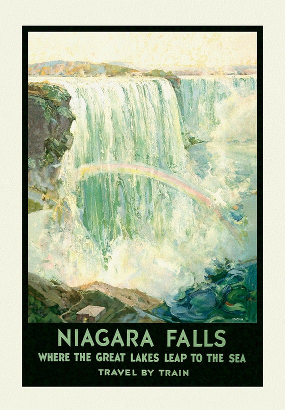 Niagara Falls, Travel by Train  , travel poster on heavy cotton canvas, 45 x 65 cm, 18 x 24" approx.