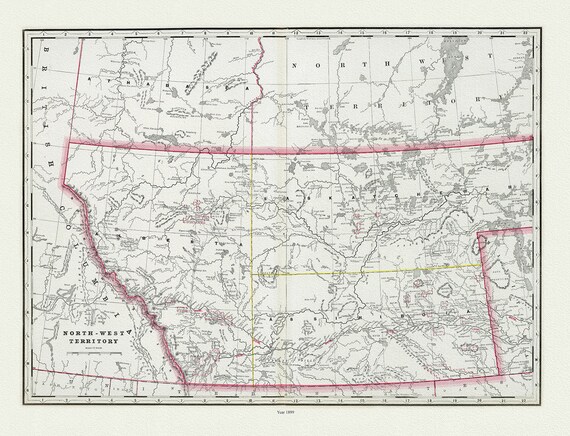 Cram, George Franklin, The North-West Territory, 1889, map on heavy cotton canvas, 22x27" approx.