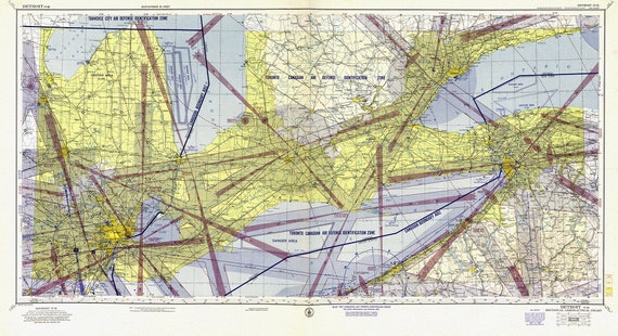 Aeronautical Chart,  Ontario, South Western Section, 1952 , map on heavy cotton canvas, 20 x 27" approx.