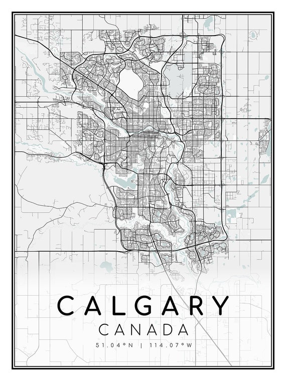 Calgary, Alberta, map on heavy cotton canvas, 45 x 65 cm, 18 x 24" approx.