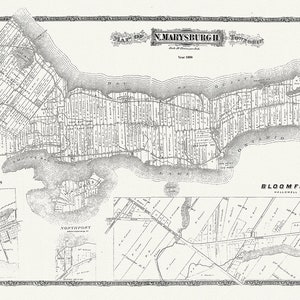 Carte du canton de Marysburgh, comté de Prince Edward, 1880 , carte sur toile de coton lourde, 45 x 65 cm, 18 x 24 » env.