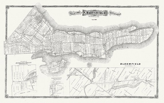 Map of Marysburgh Township, Prince Edward County, 1880 , map on heavy cotton canvas, 45 x 65 cm, 18 x 24" approx.