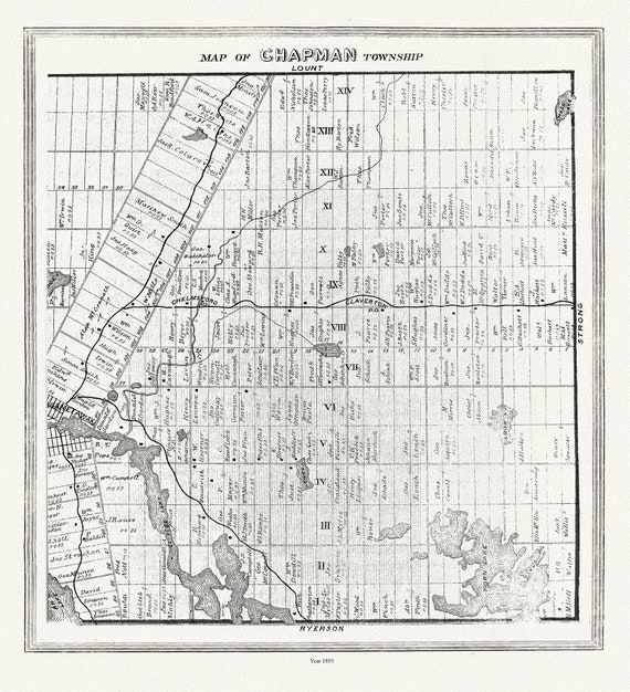 Muskoka-Haliburton, Chapman Township, 1893 , map on heavy cotton canvas, 20 x 25" approx.