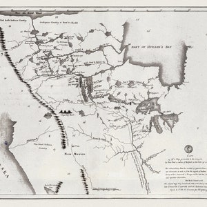 A map shewing the communication of the lakes and the rivers between Lake Superior and Slave Lake in North America, 1785 on canvas, 22x27"