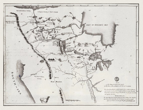 A map shewing the communication of the lakes and the rivers between Lake Superior and Slave Lake in North America, 1785 on canvas, 22x27"