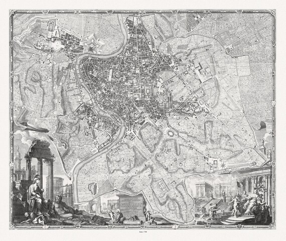 Nolli et Pozzi, Nuova Topografia Di Roma, 1748map on heavy cotton canvas, 25x27" approx.