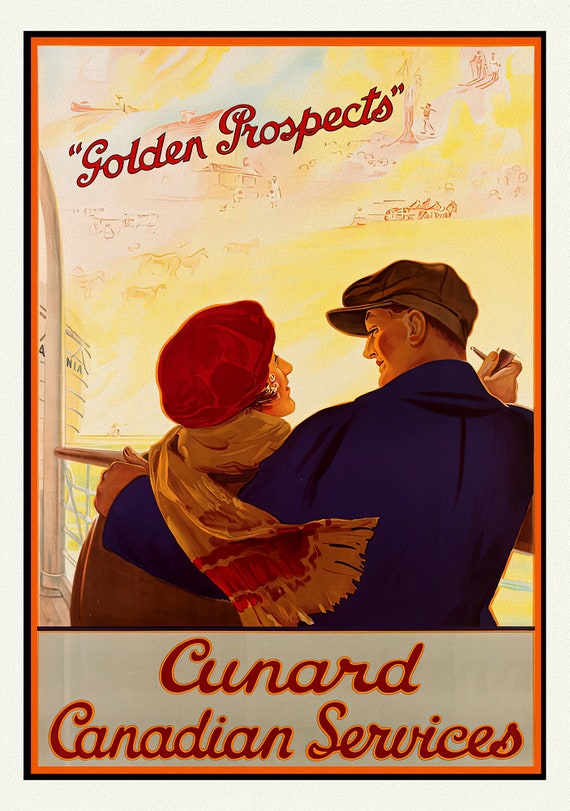 Cunard Canadian Services, 1925 , travel poster on durable cotton canvas, 50 x 70 cm, 20 x 25" approx.
