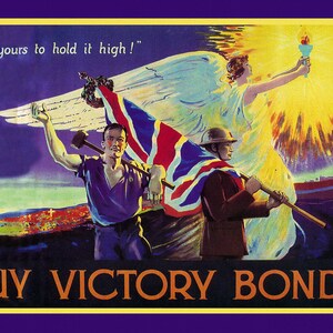 Buy Victory Bonds!, Canada WW I Poster, on heavy cotton canvas, 22x27in. approx.